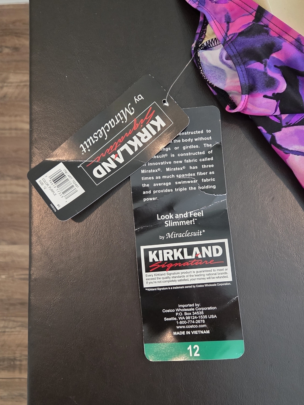 Kirkland Signature Miraclesuit Purple Floral Swimsuit 12 NWT - Picture 4 of 8
